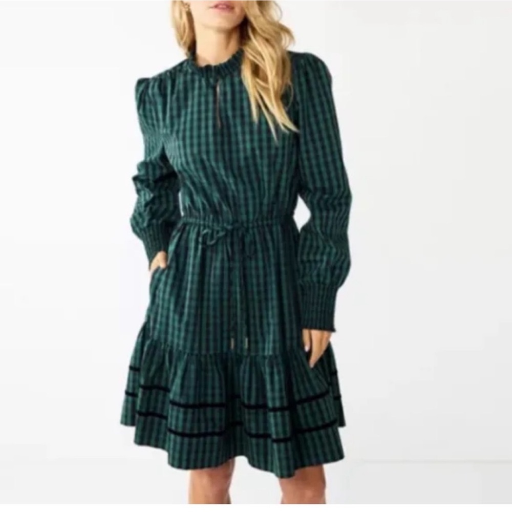 Draper James  Green tiered Plaid Dress